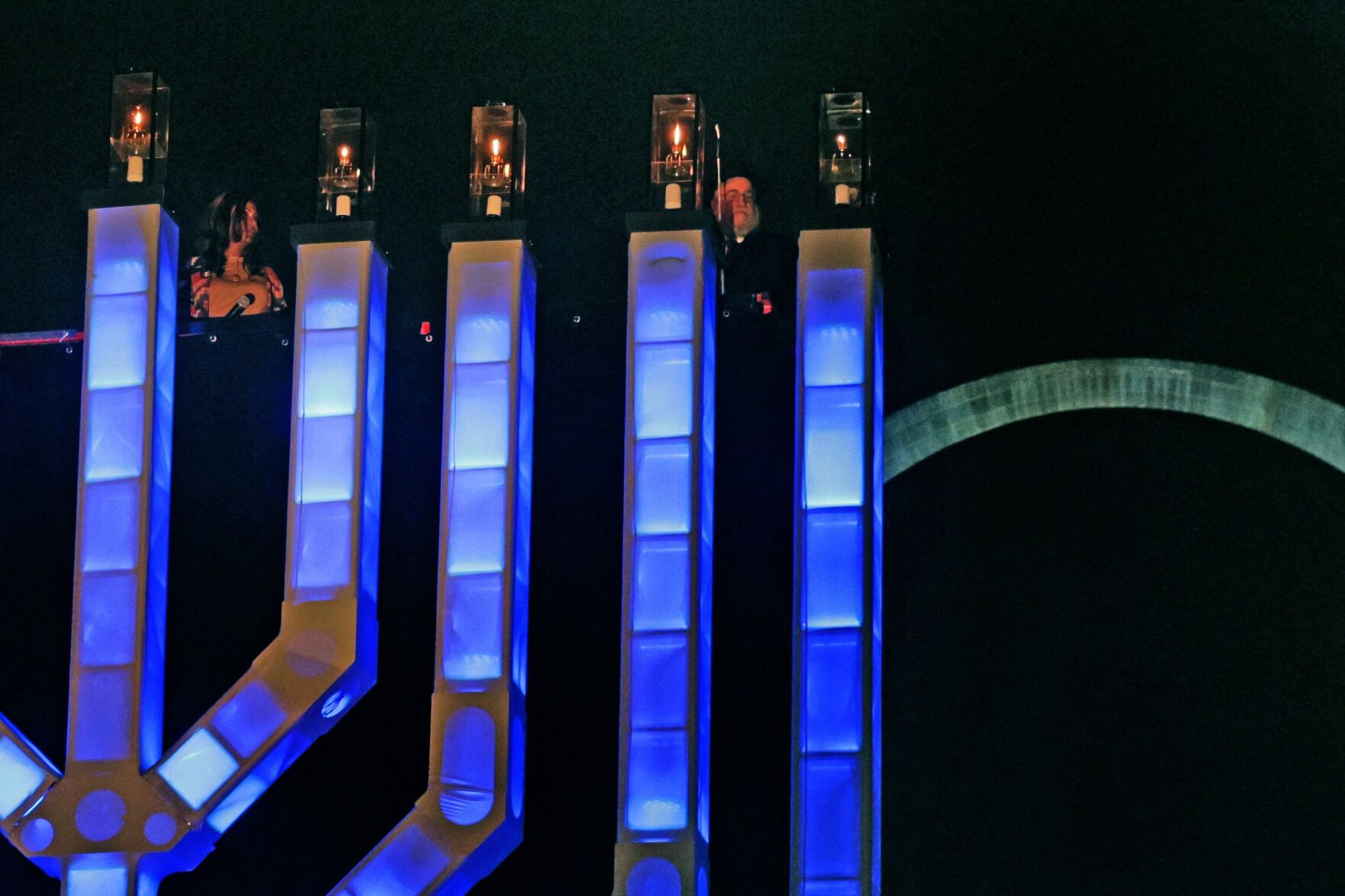 About two dozen people attend Night 6 of Chanukah Menorah Lighting